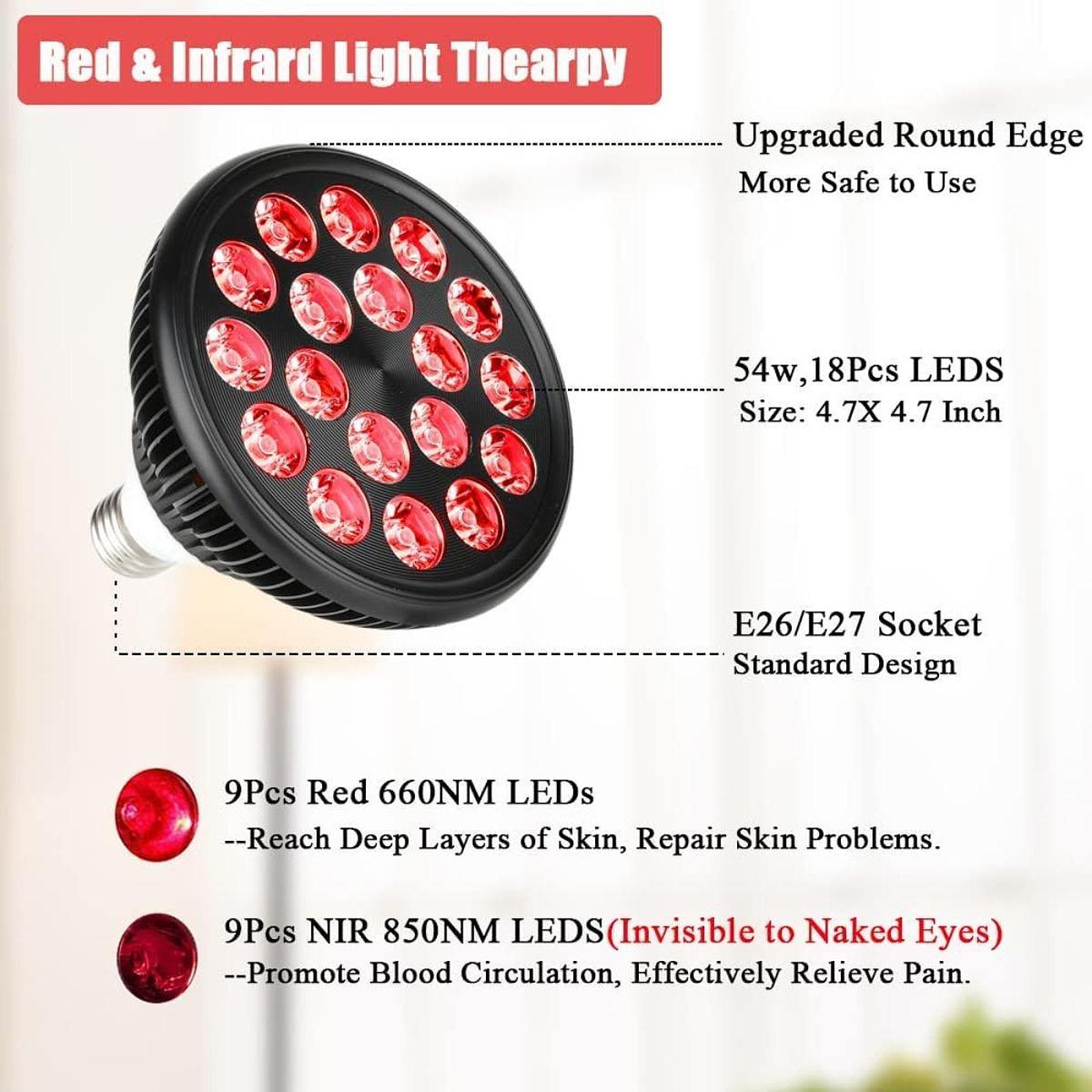 Bombilla LED E27 de 54W, Roja  - Skincare Only You reseña y precio